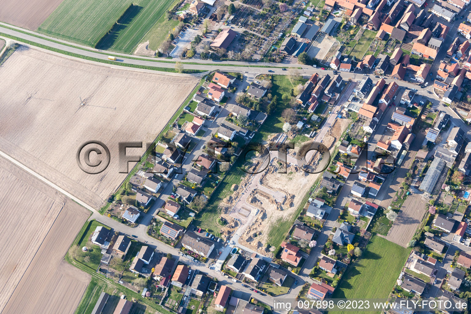 District Hayna in Herxheim bei Landau/Pfalz in the state Rhineland-Palatinate, Germany seen from above