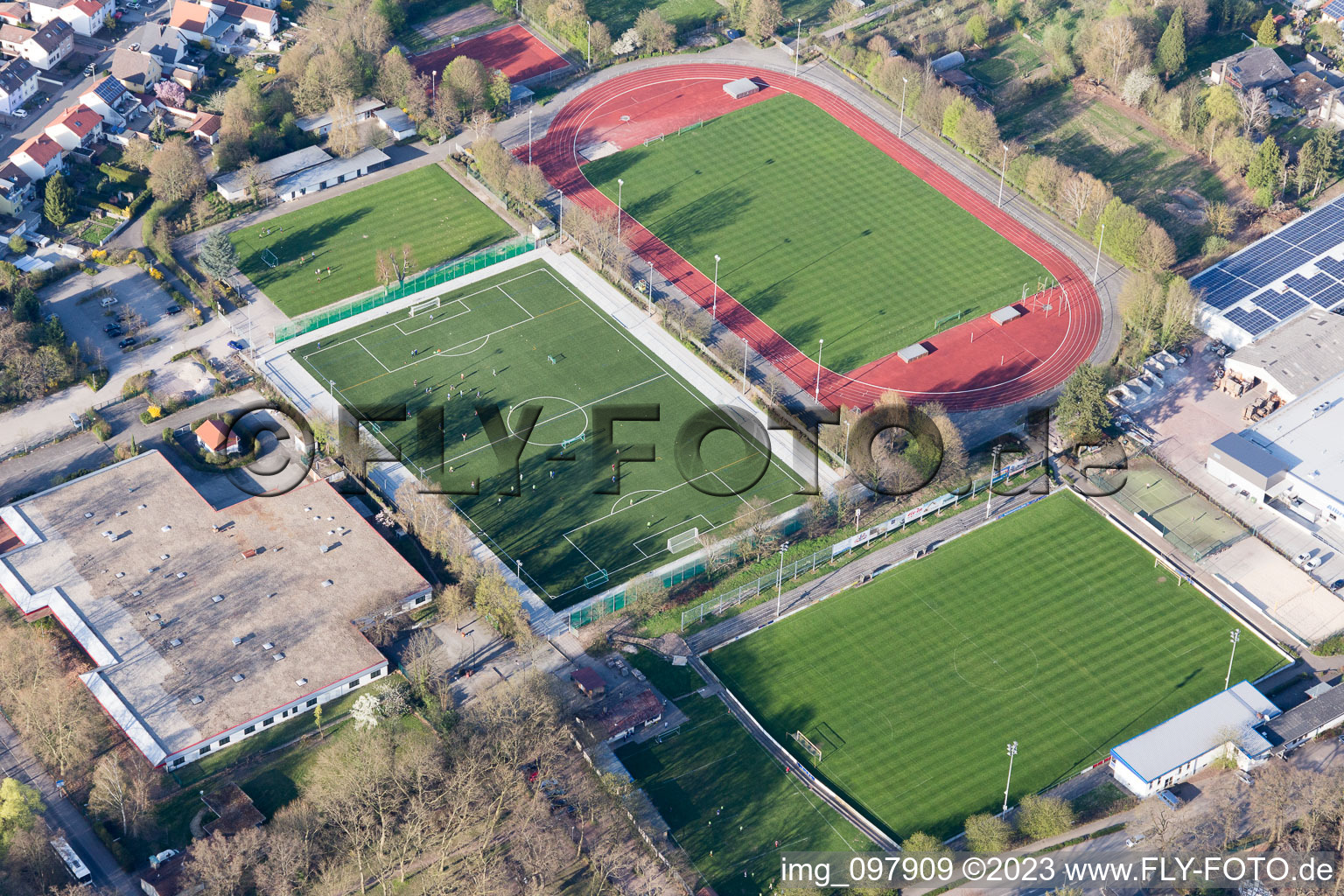 District Herxheim in Herxheim bei Landau in the state Rhineland-Palatinate, Germany seen from above