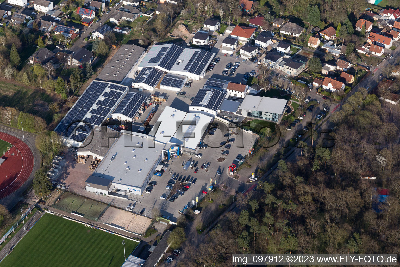 Bird's eye view of District Herxheim in Herxheim bei Landau in the state Rhineland-Palatinate, Germany