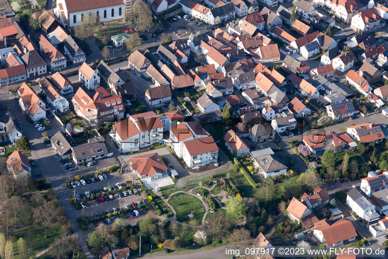 District Herxheim in Herxheim bei Landau in the state Rhineland-Palatinate, Germany from a drone