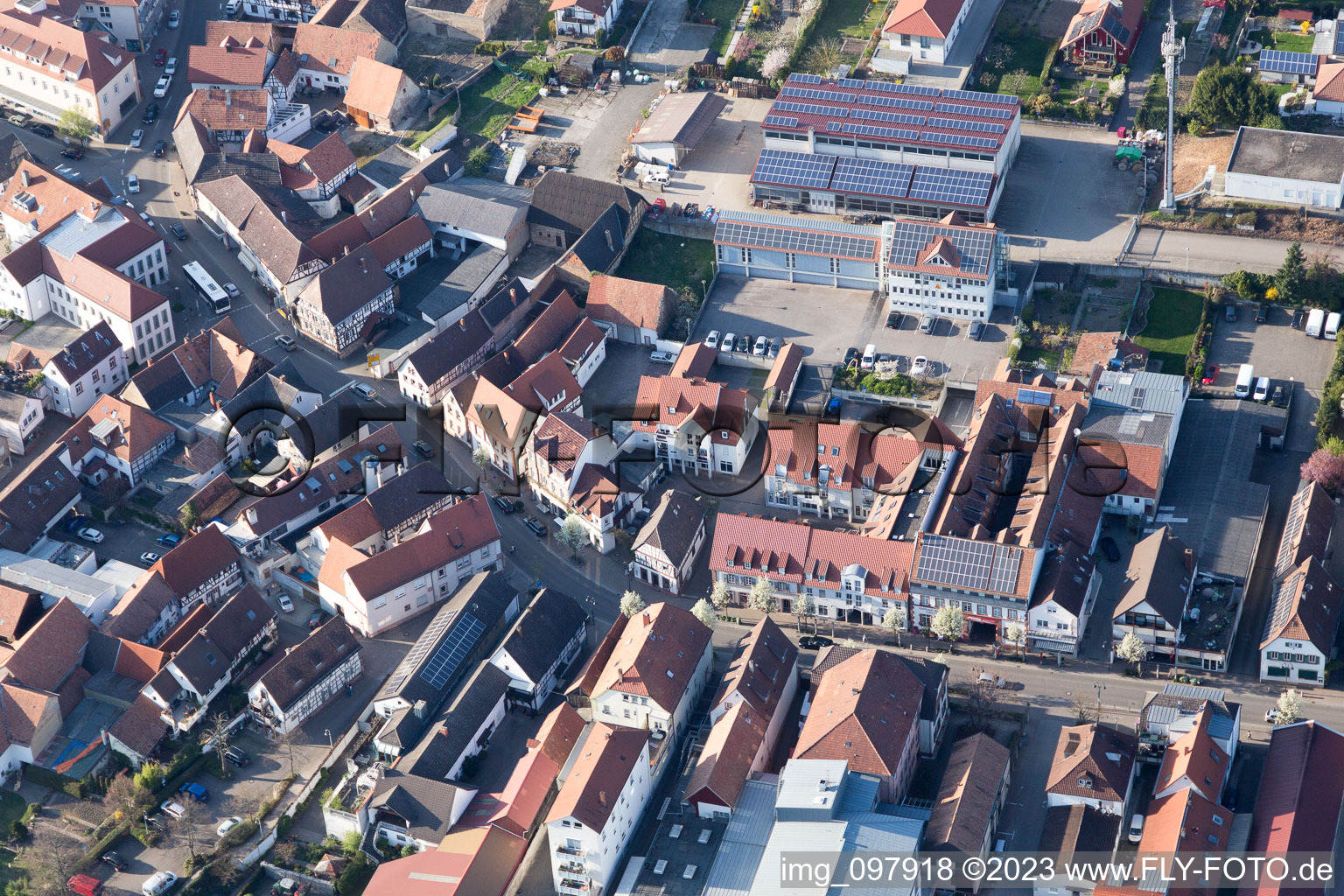 District Herxheim in Herxheim bei Landau in the state Rhineland-Palatinate, Germany seen from a drone