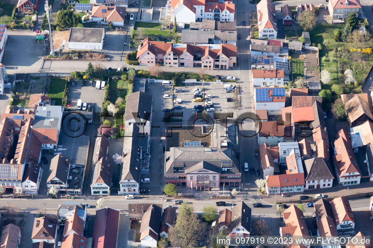 Aerial view of District Herxheim in Herxheim bei Landau in the state Rhineland-Palatinate, Germany