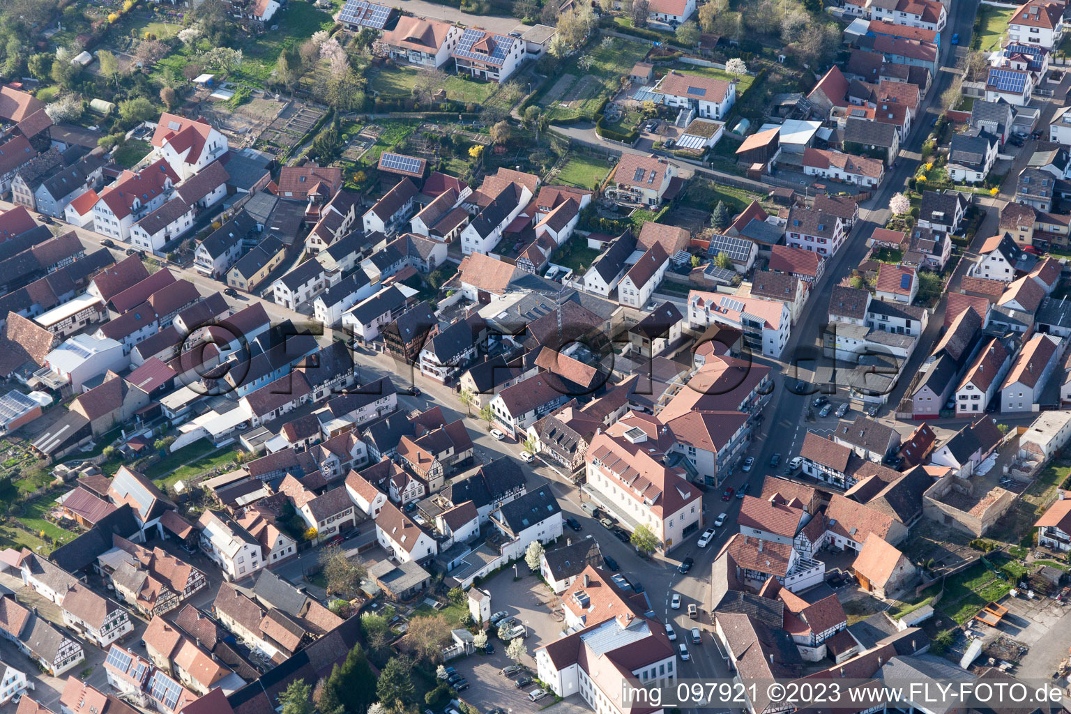 Oblique view of District Herxheim in Herxheim bei Landau in the state Rhineland-Palatinate, Germany