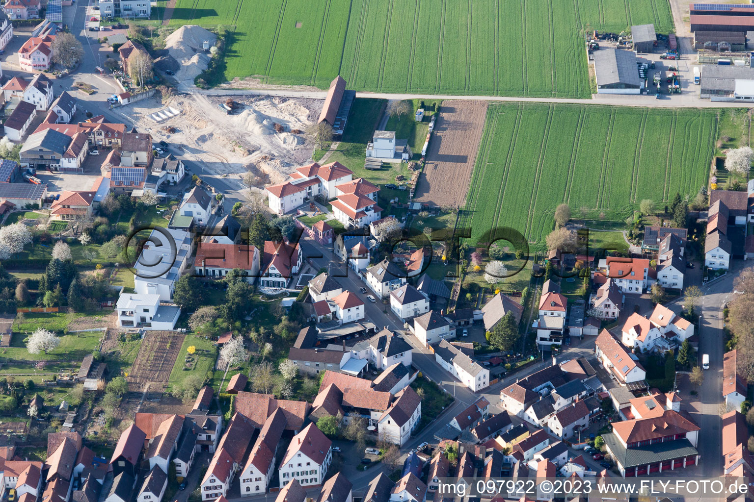 District Herxheim in Herxheim bei Landau in the state Rhineland-Palatinate, Germany from above