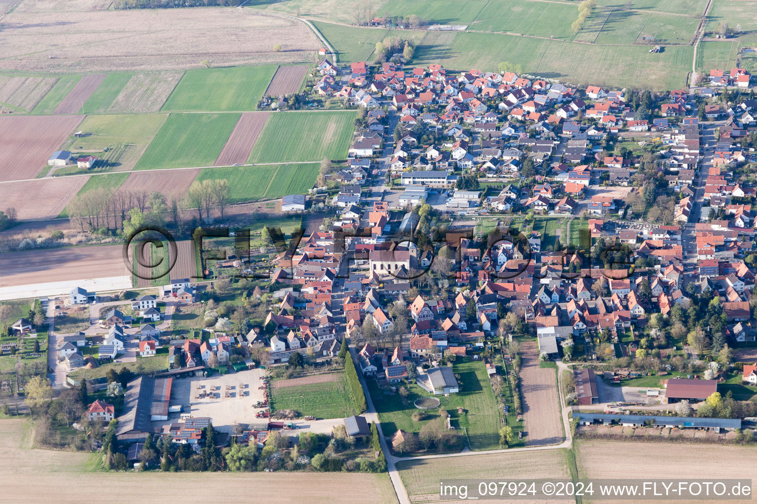 Knittelsheim in the state Rhineland-Palatinate, Germany from the plane