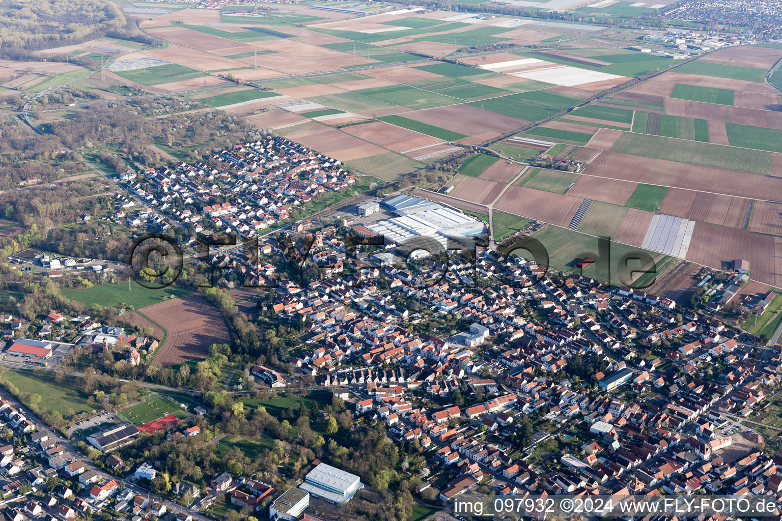 Bellheim in the state Rhineland-Palatinate, Germany out of the air