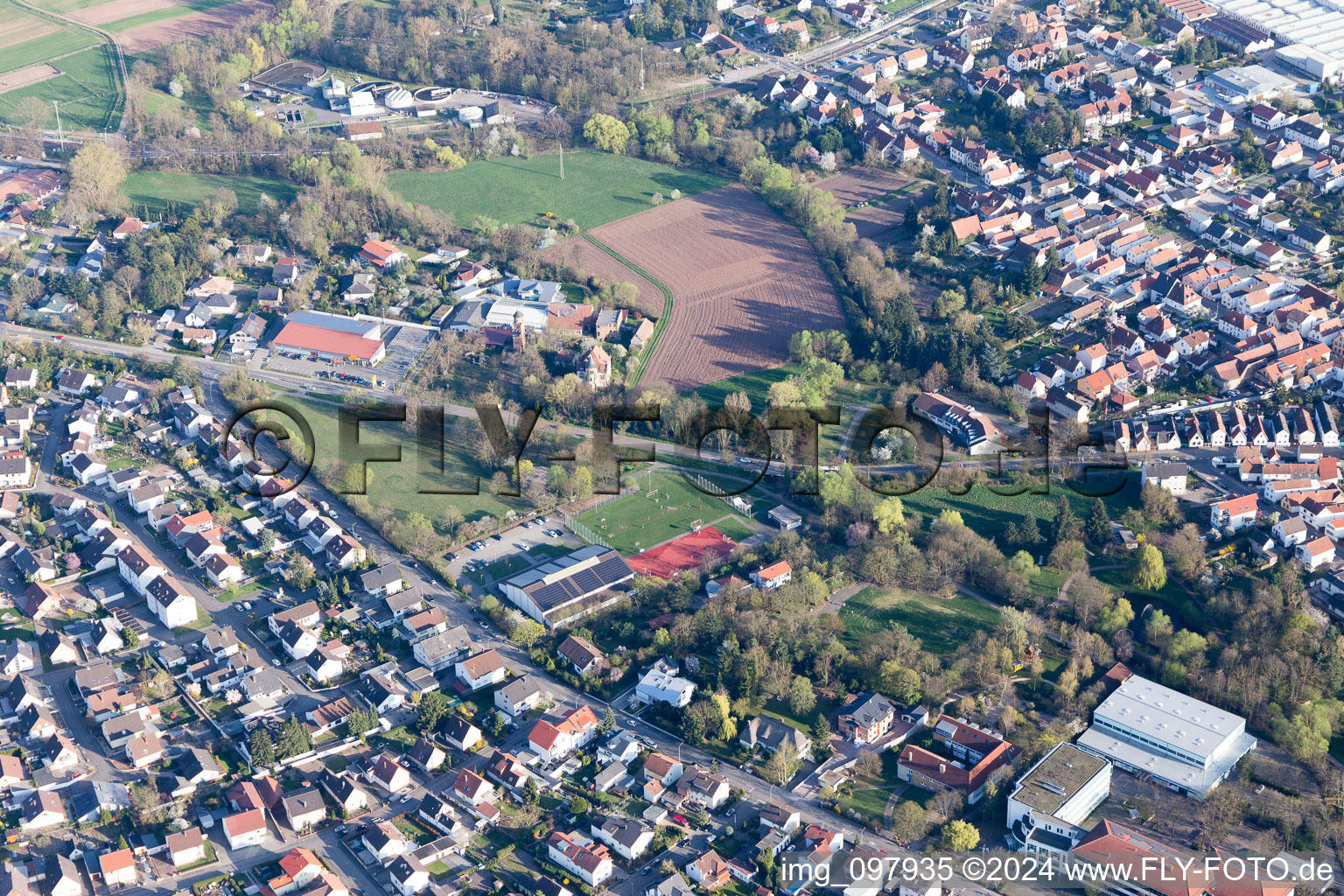 Bellheim in the state Rhineland-Palatinate, Germany from the plane