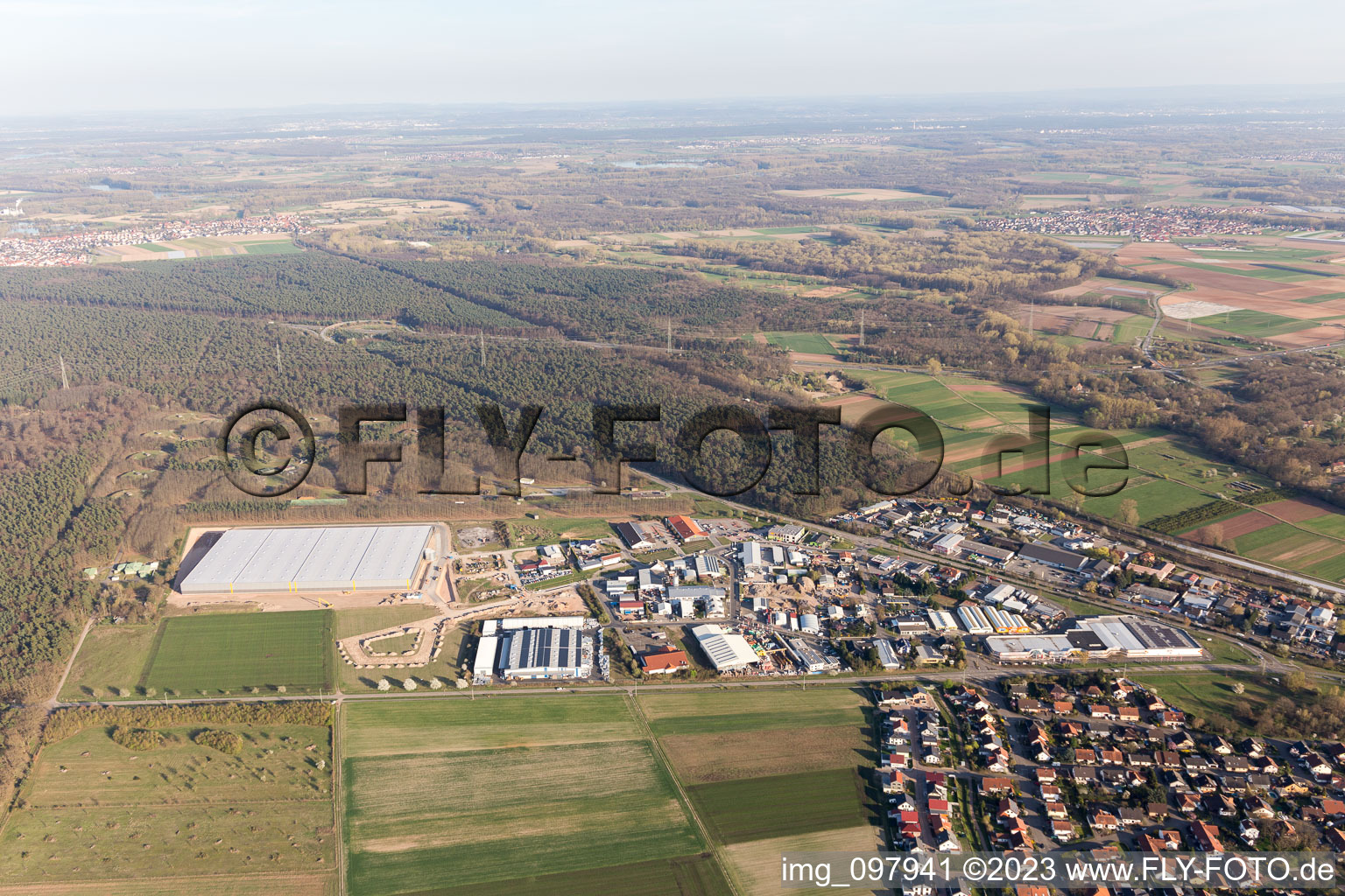 Bellheim in the state Rhineland-Palatinate, Germany from a drone