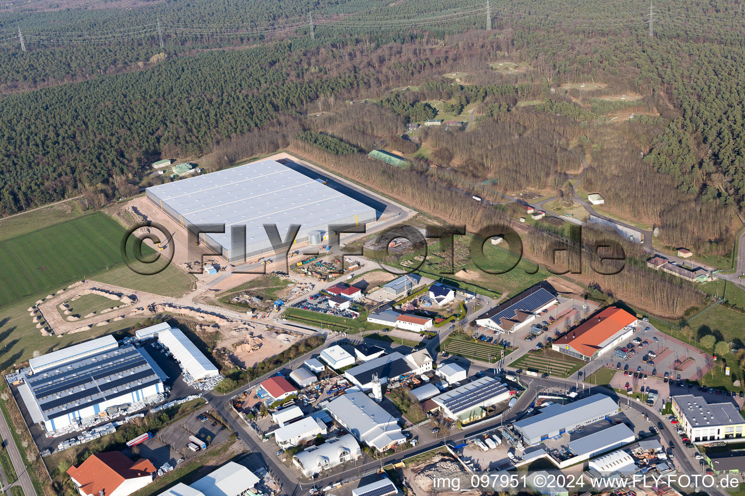 Bellheim in the state Rhineland-Palatinate, Germany viewn from the air