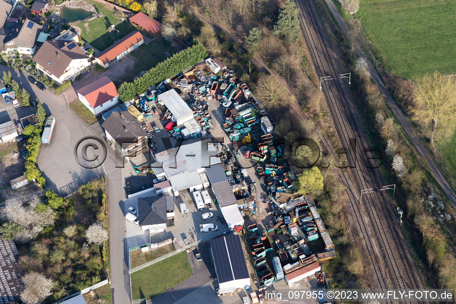 Drone image of Bellheim in the state Rhineland-Palatinate, Germany