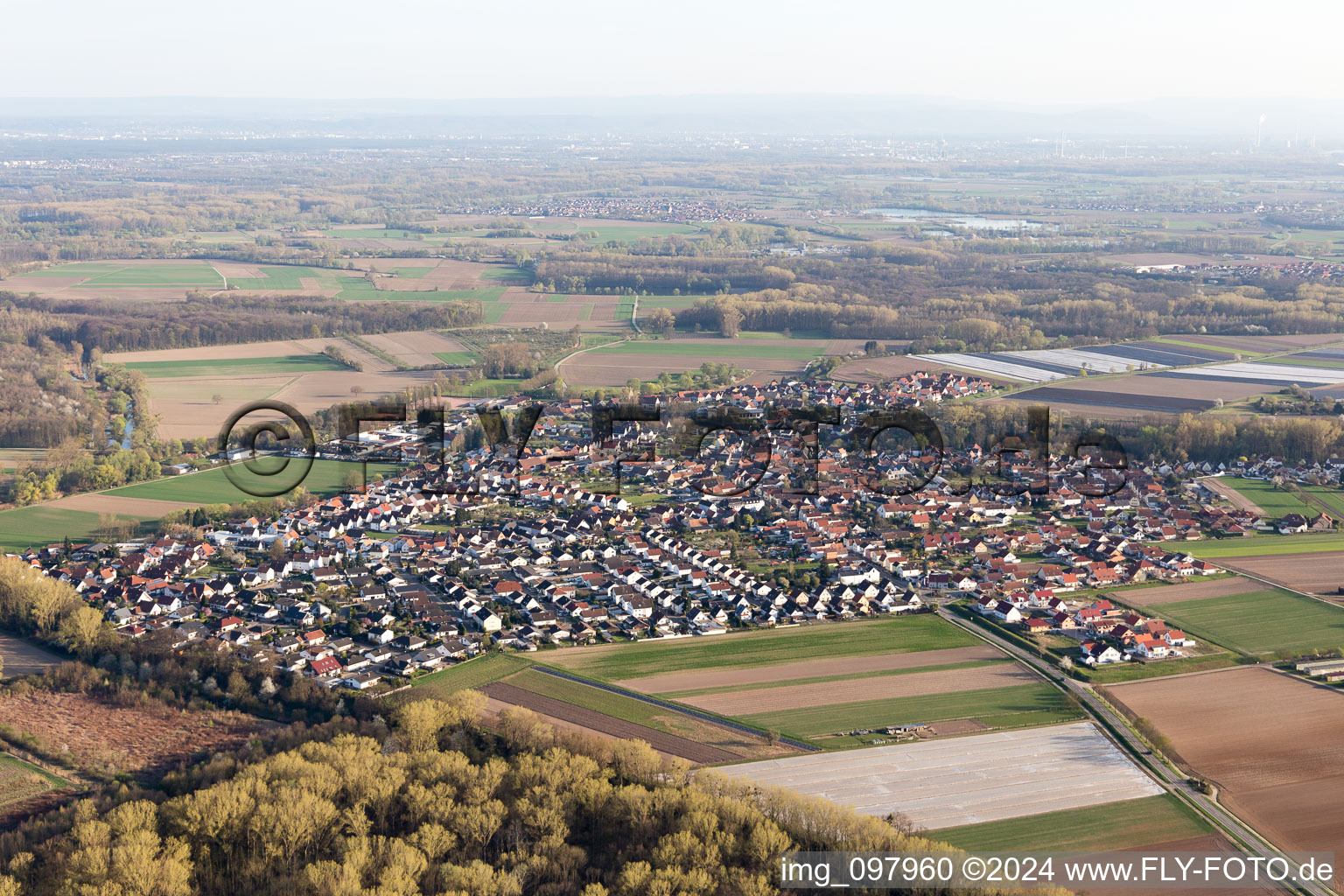 Drone recording of Hördt in the state Rhineland-Palatinate, Germany