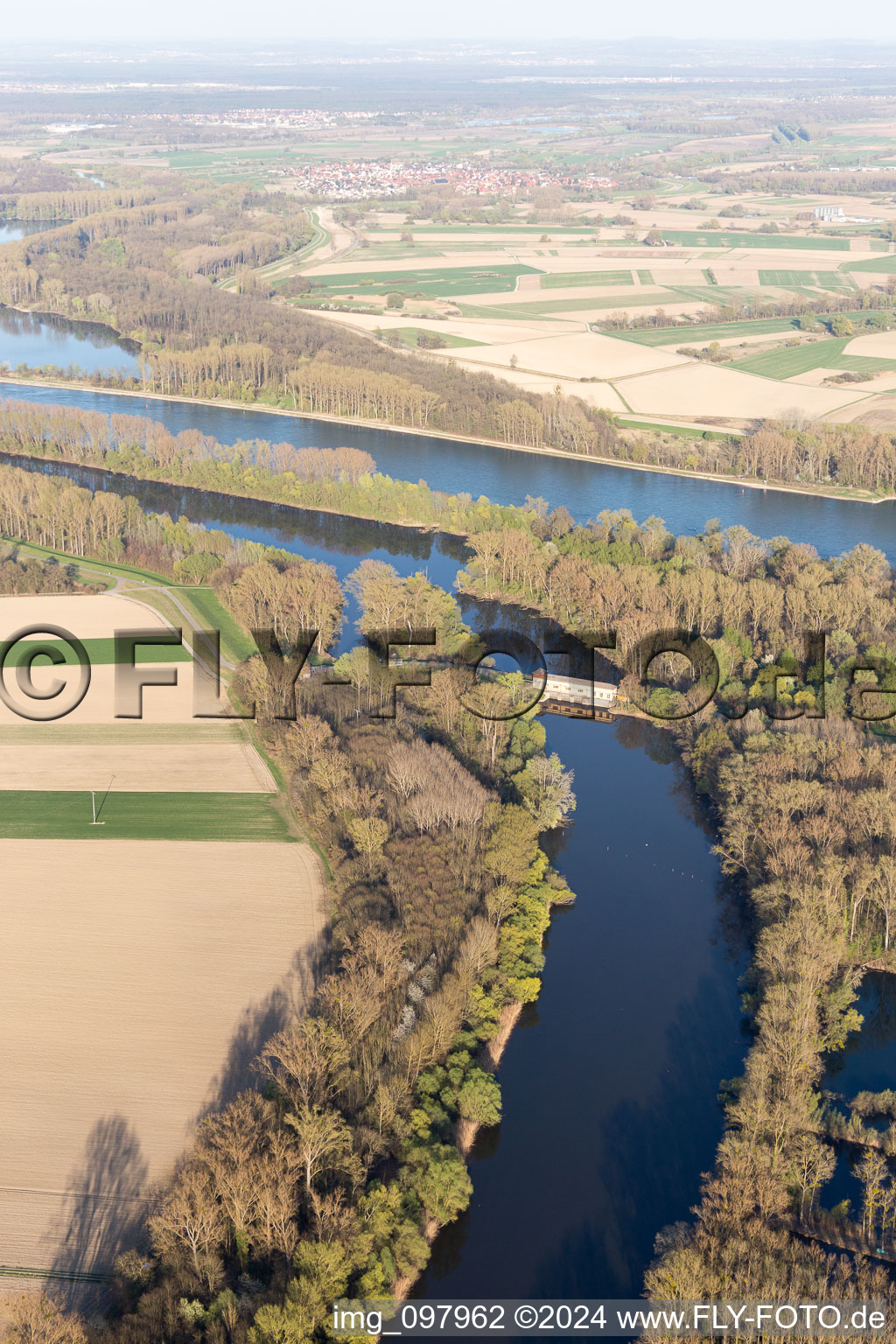 Oblique view of District Sondernheim in Germersheim in the state Rhineland-Palatinate, Germany