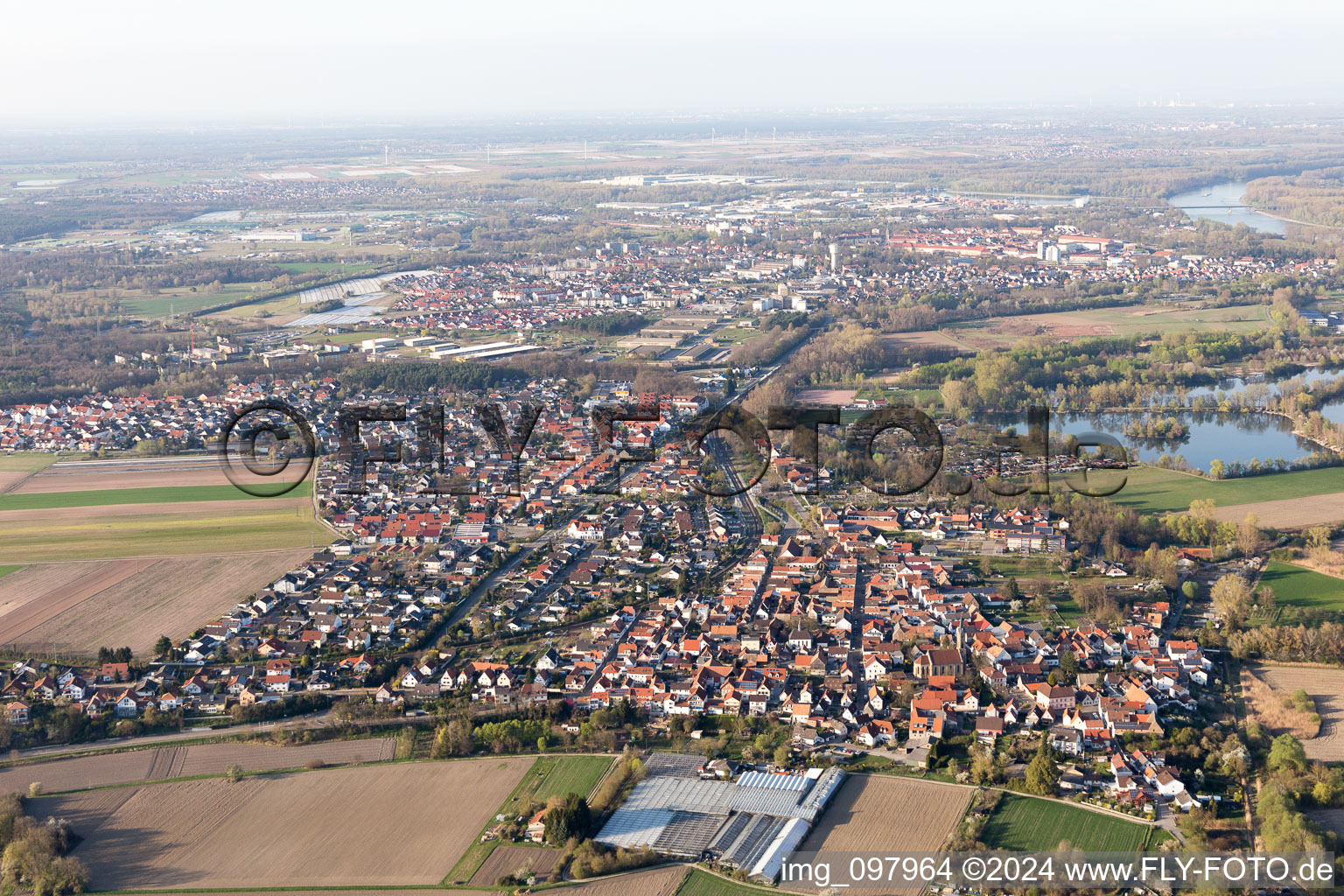 District Sondernheim in Germersheim in the state Rhineland-Palatinate, Germany out of the air