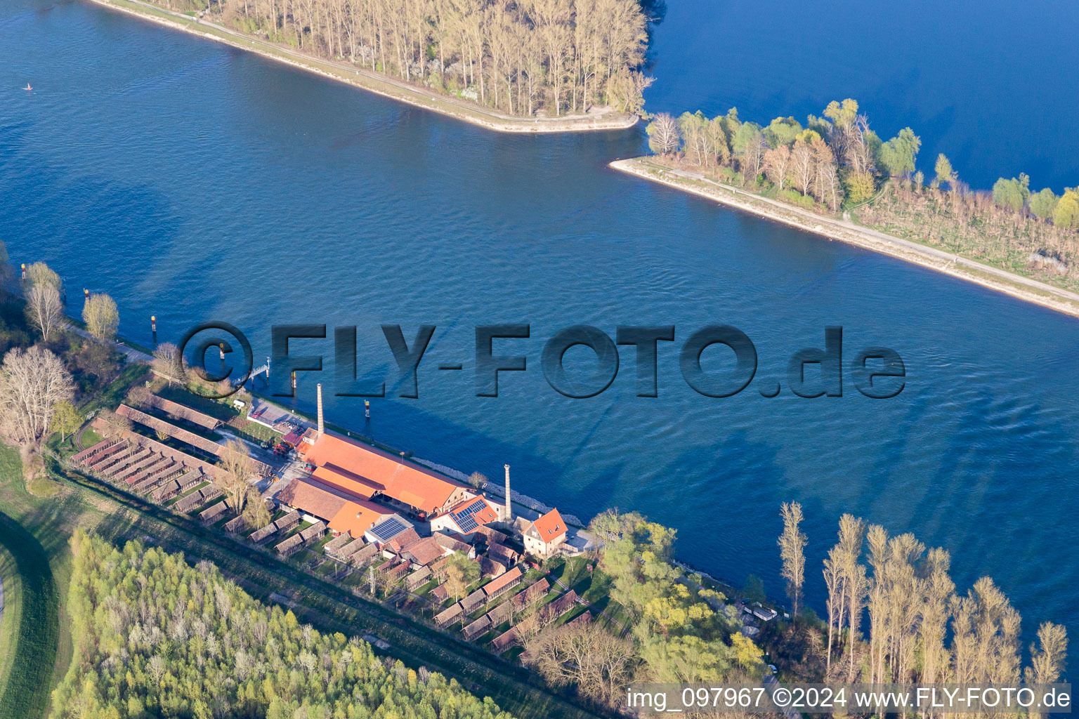 District Sondernheim in Germersheim in the state Rhineland-Palatinate, Germany from the plane