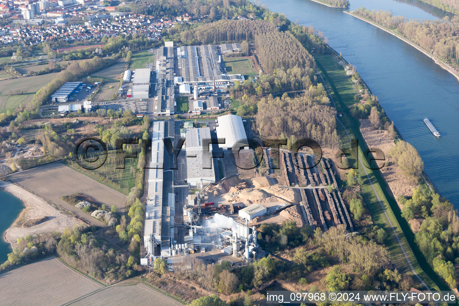 Aerial view of Germersheim in the state Rhineland-Palatinate, Germany