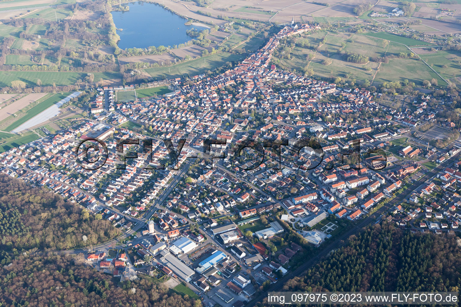 Jockgrim in the state Rhineland-Palatinate, Germany out of the air