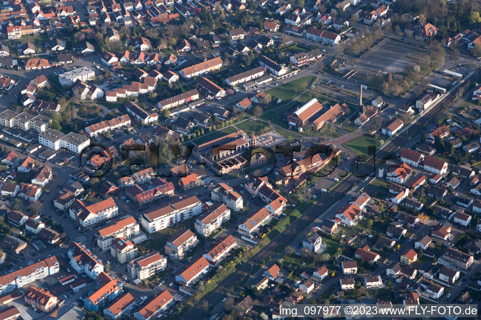 Jockgrim in the state Rhineland-Palatinate, Germany seen from above