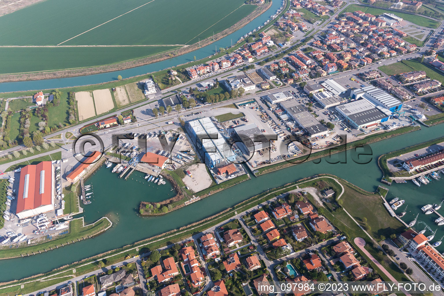 Aerial view of Caorle in the state Veneto, Italy
