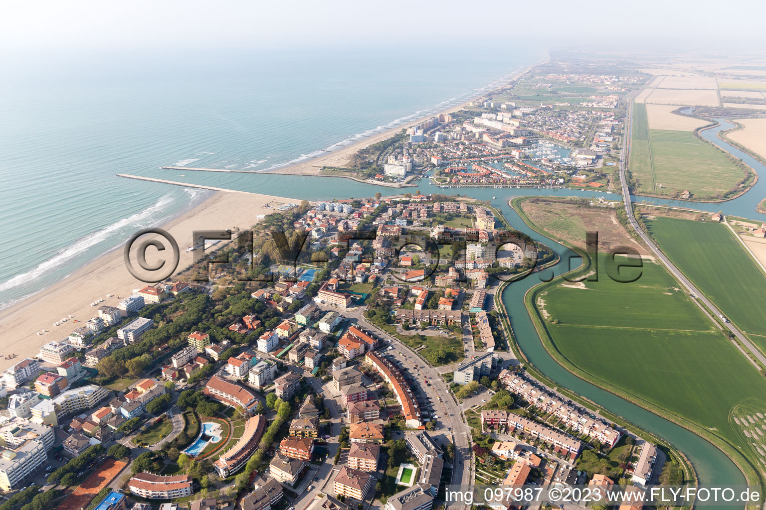 Caorle in the state Veneto, Italy from above