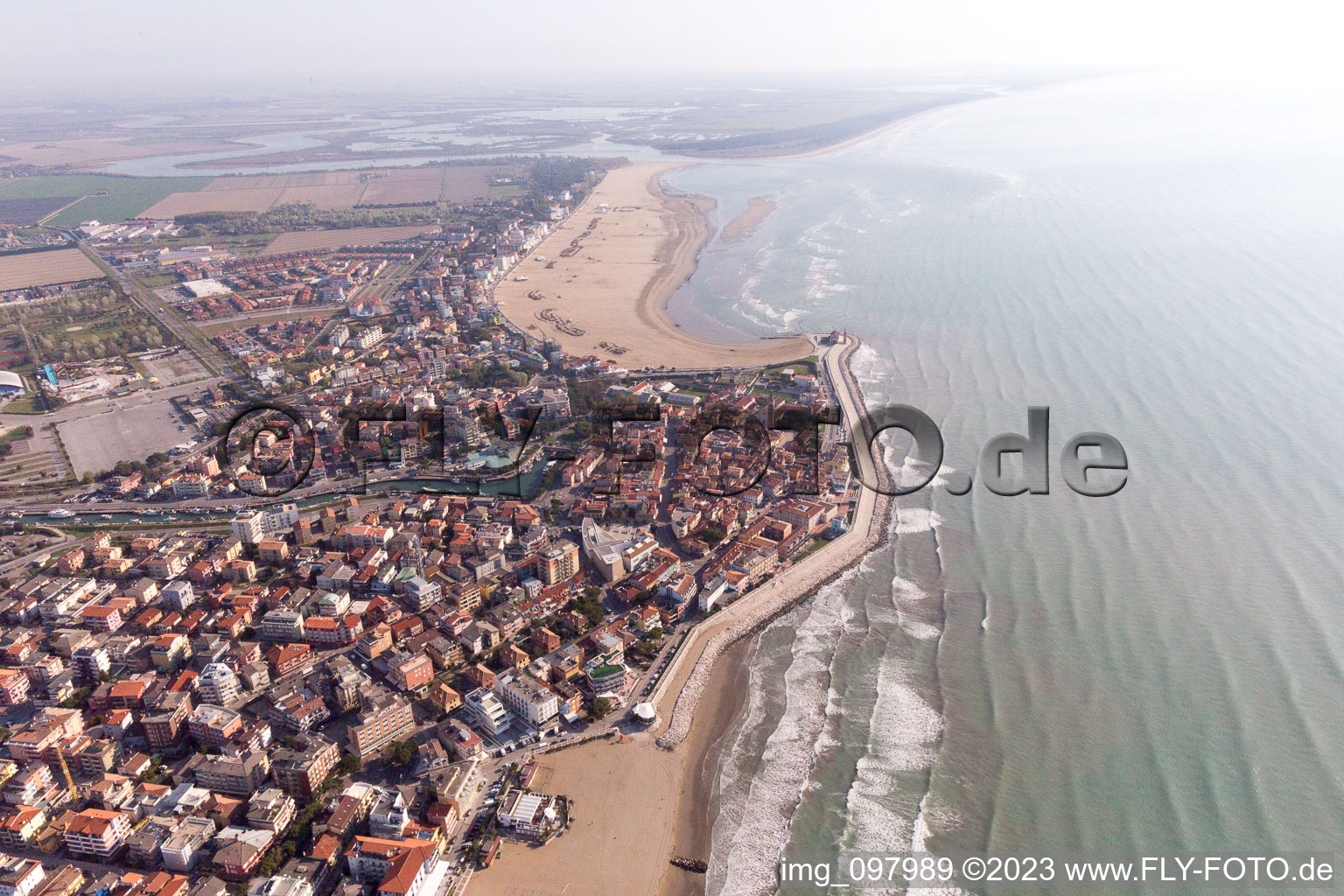 Caorle in the state Veneto, Italy seen from above