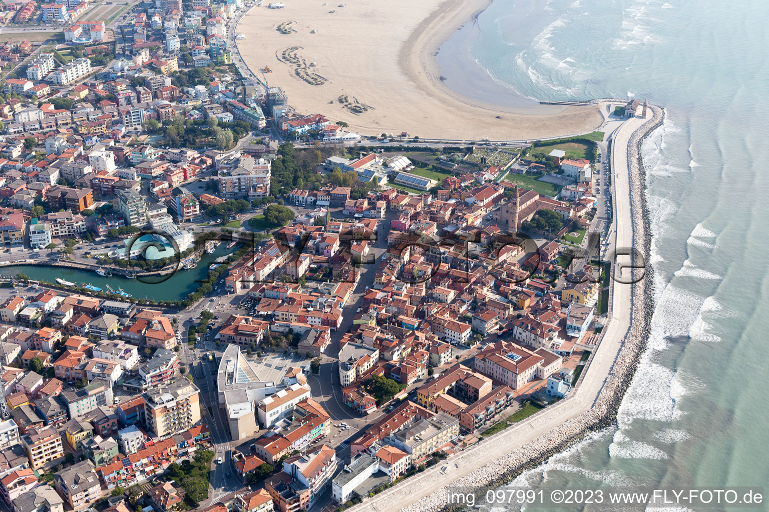 Bird's eye view of Caorle in the state Veneto, Italy