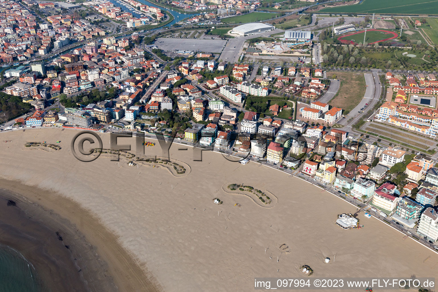 Drone recording of Caorle in the state Veneto, Italy