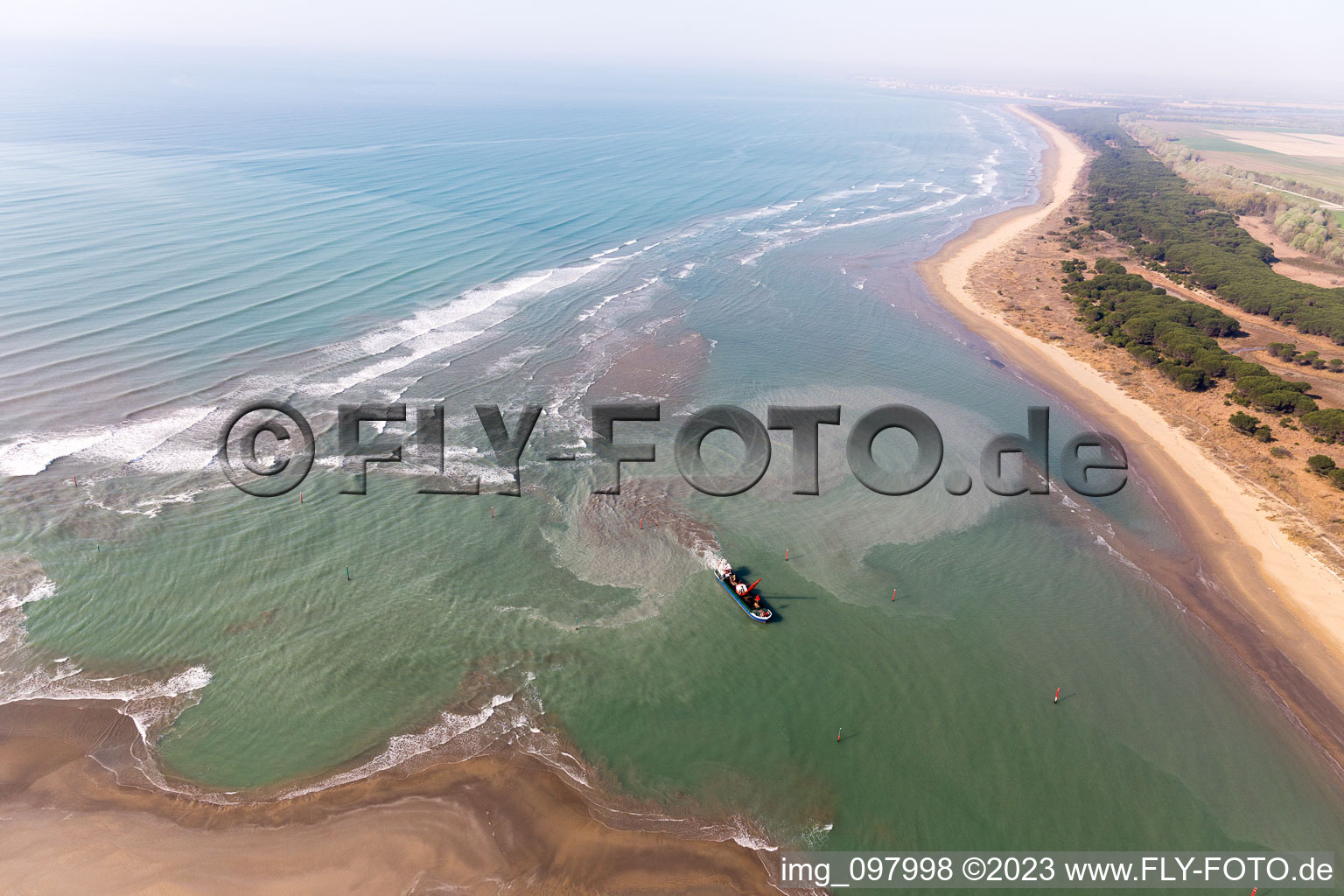 Aerial view of Bibione Pineda in the state Veneto, Italy