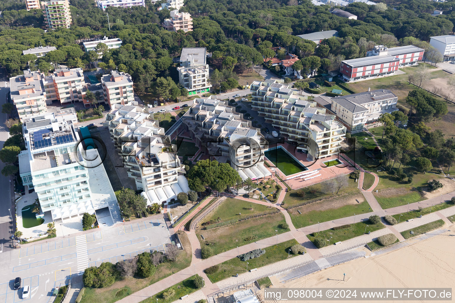 Aerial view of Bibione in the state Veneto, Italy