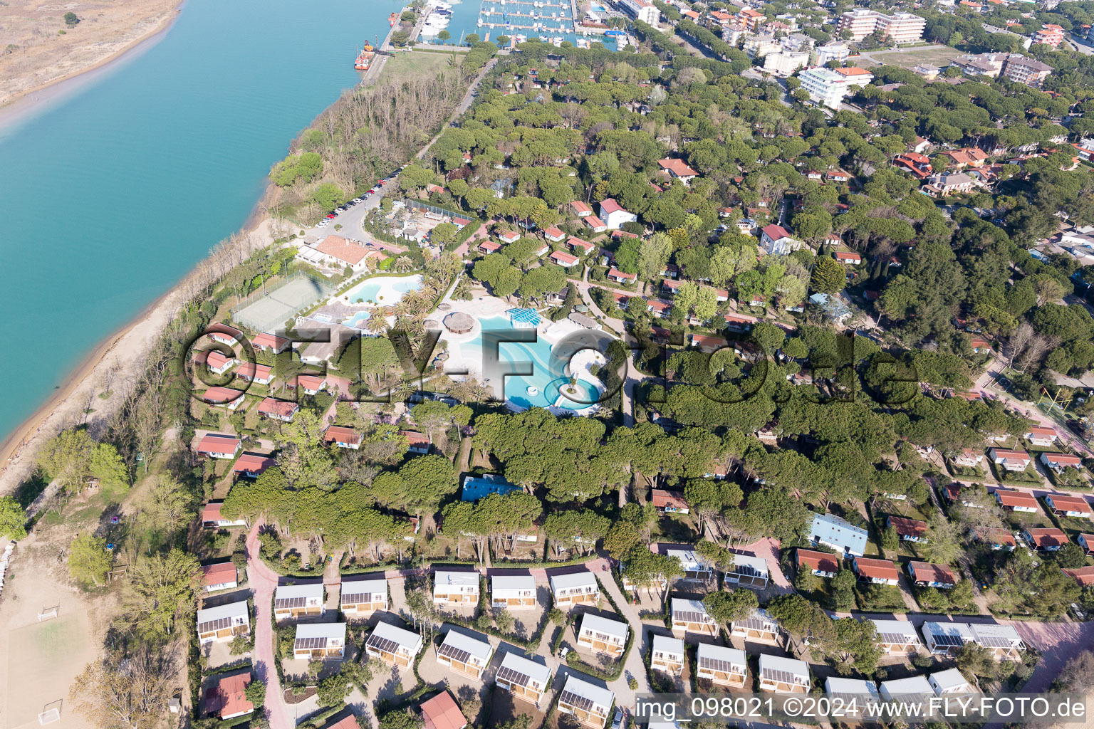 Lignano Riviera in the state Friuli Venezia Giulia, Italy seen from above