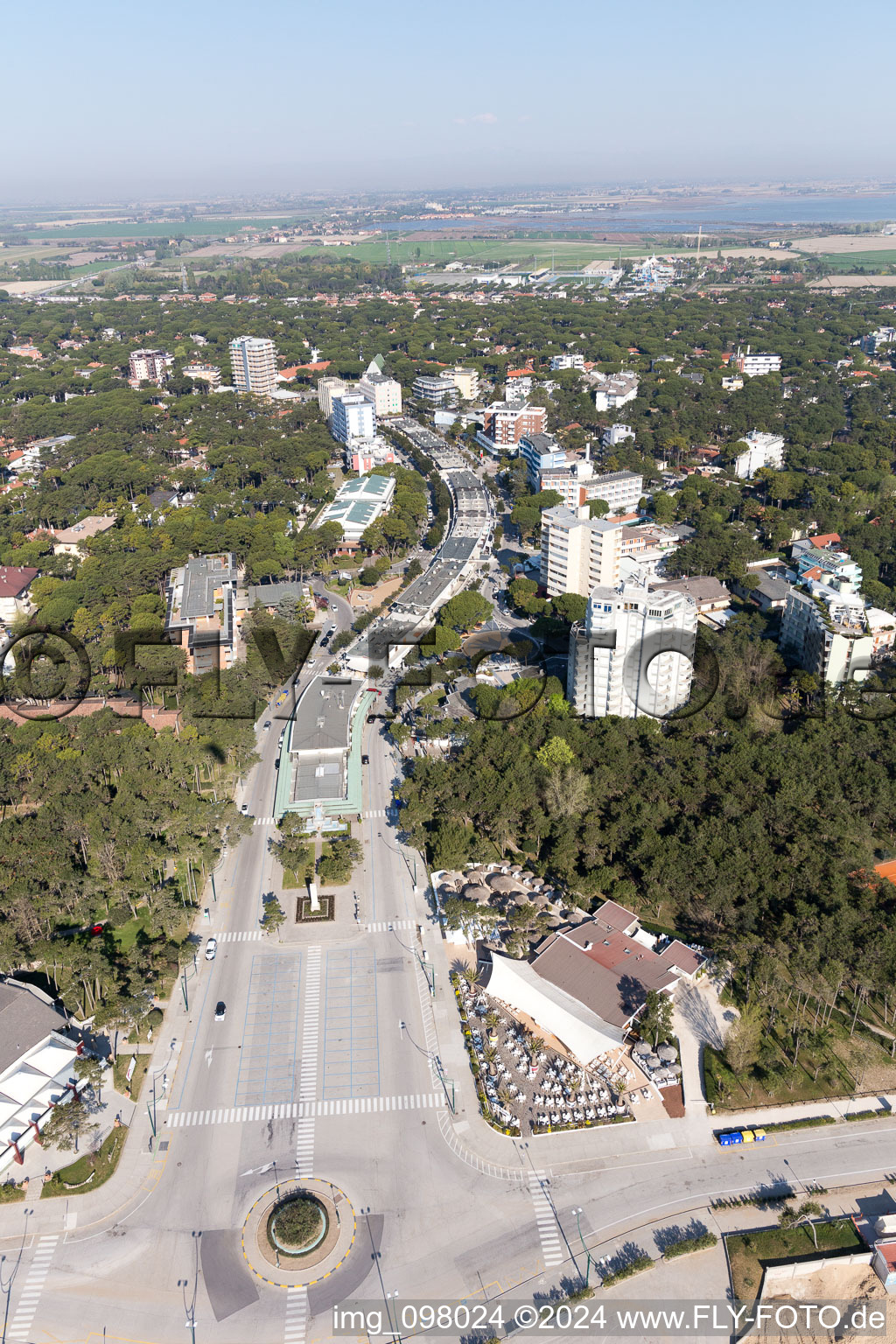 Aerial view of Lignano Pineta in the state Friuli Venezia Giulia, Italy