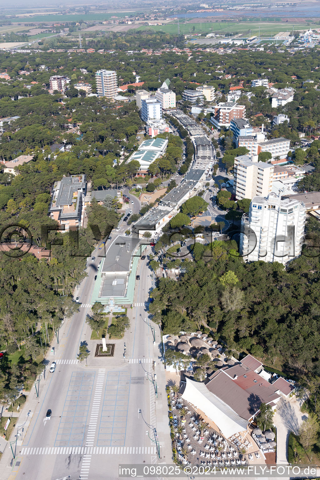 Aerial photograpy of Lignano Pineta in the state Friuli Venezia Giulia, Italy