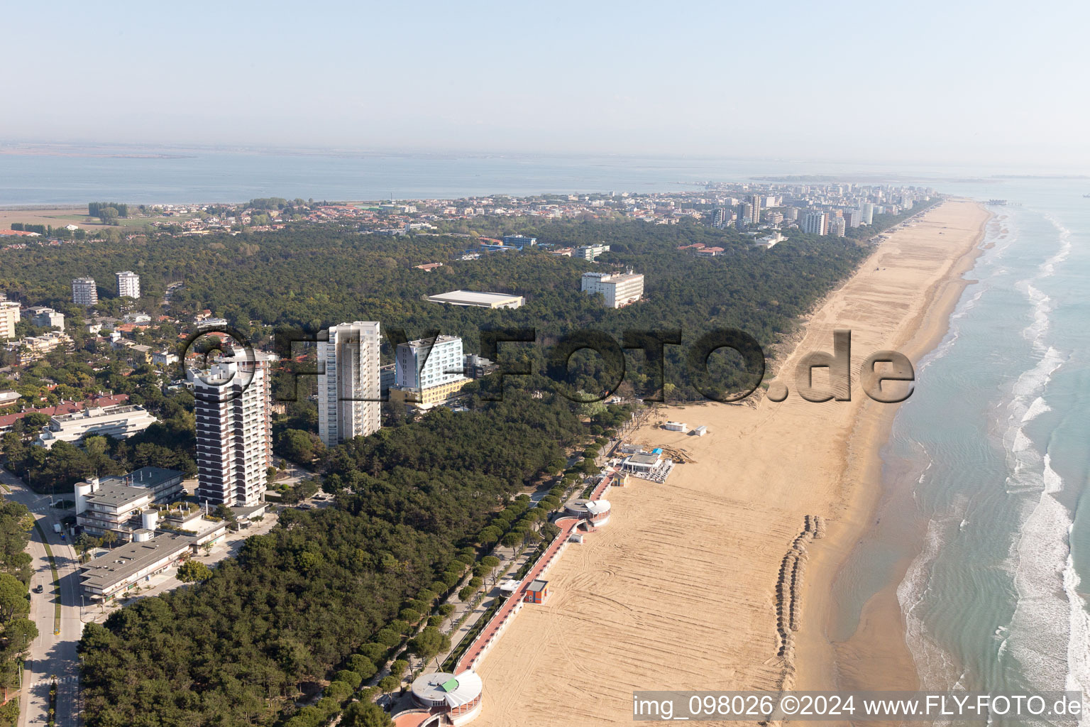 Oblique view of Lignano Pineta in the state Friuli Venezia Giulia, Italy