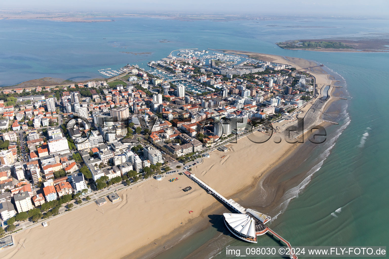 Aerial view of Lignano Sabbiadoro in the state Udine, Italy