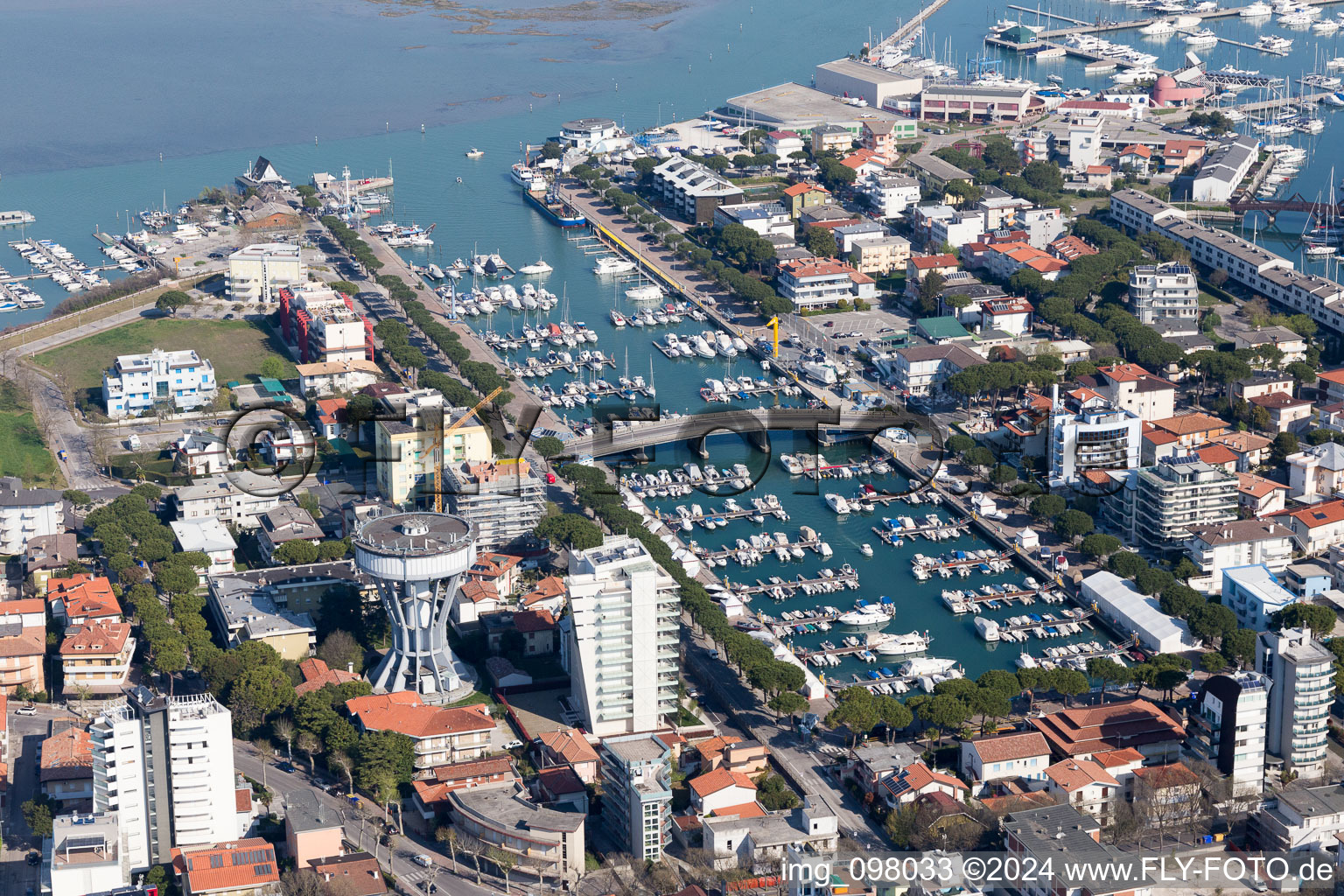 Oblique view of Lignano Sabbiadoro in the state Udine, Italy