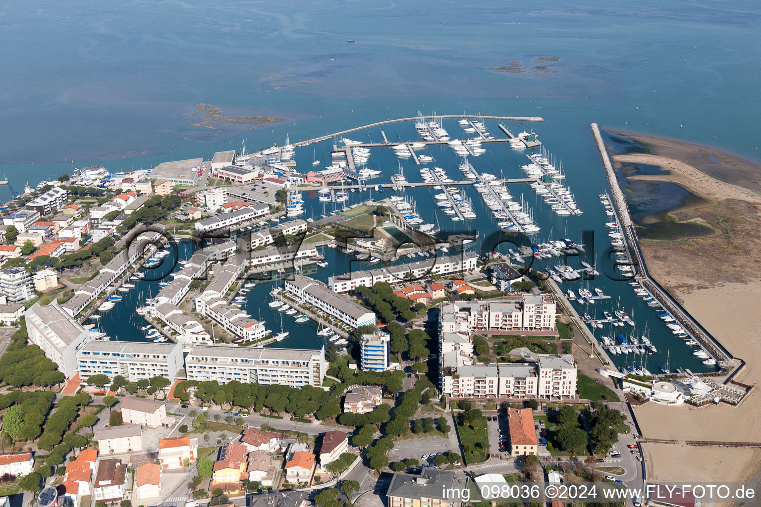 Lignano Sabbiadoro in the state Udine, Italy seen from above