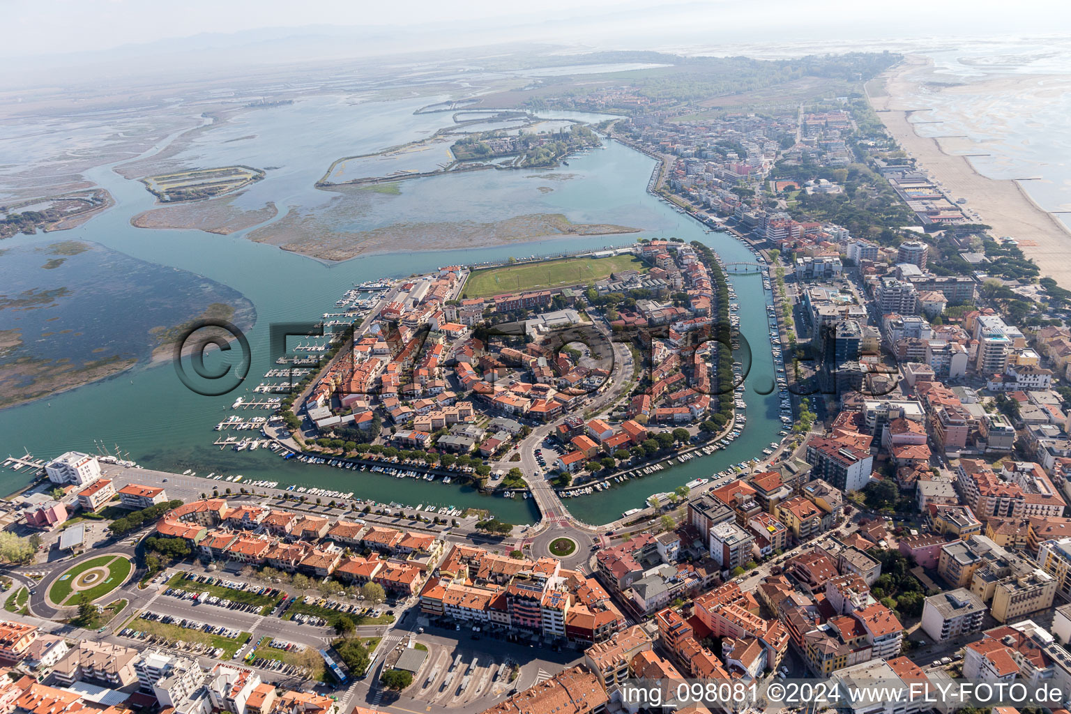 Grado in the state Friuli Venezia Giulia, Italy from the drone perspective