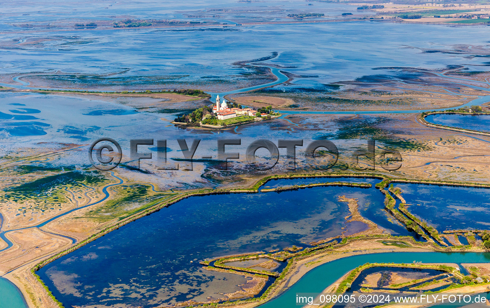 Coastal area of the Adria - Island and monastery of Santuario Di Barbana in Grado in Friuli-Venezia Giulia, Italy