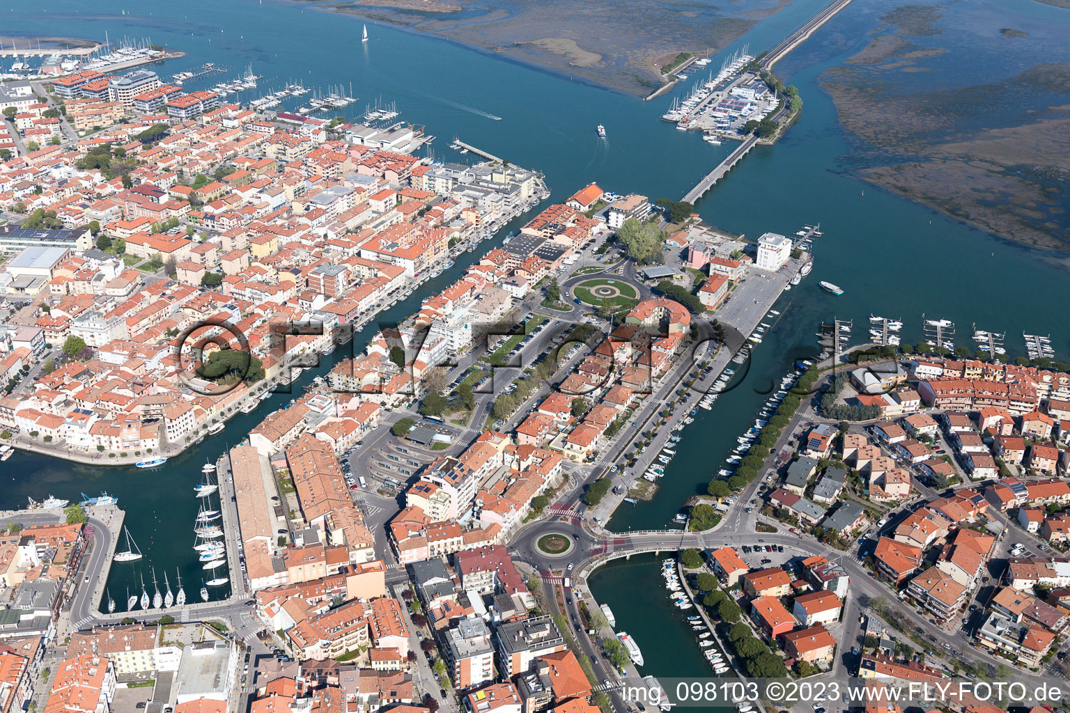 Grado in the state Friuli Venezia Giulia, Italy viewn from the air