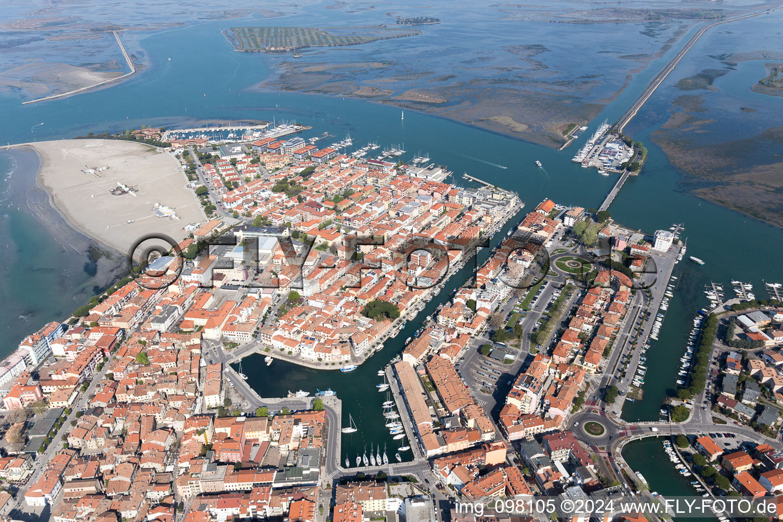 Drone recording of Grado in the state Friuli Venezia Giulia, Italy