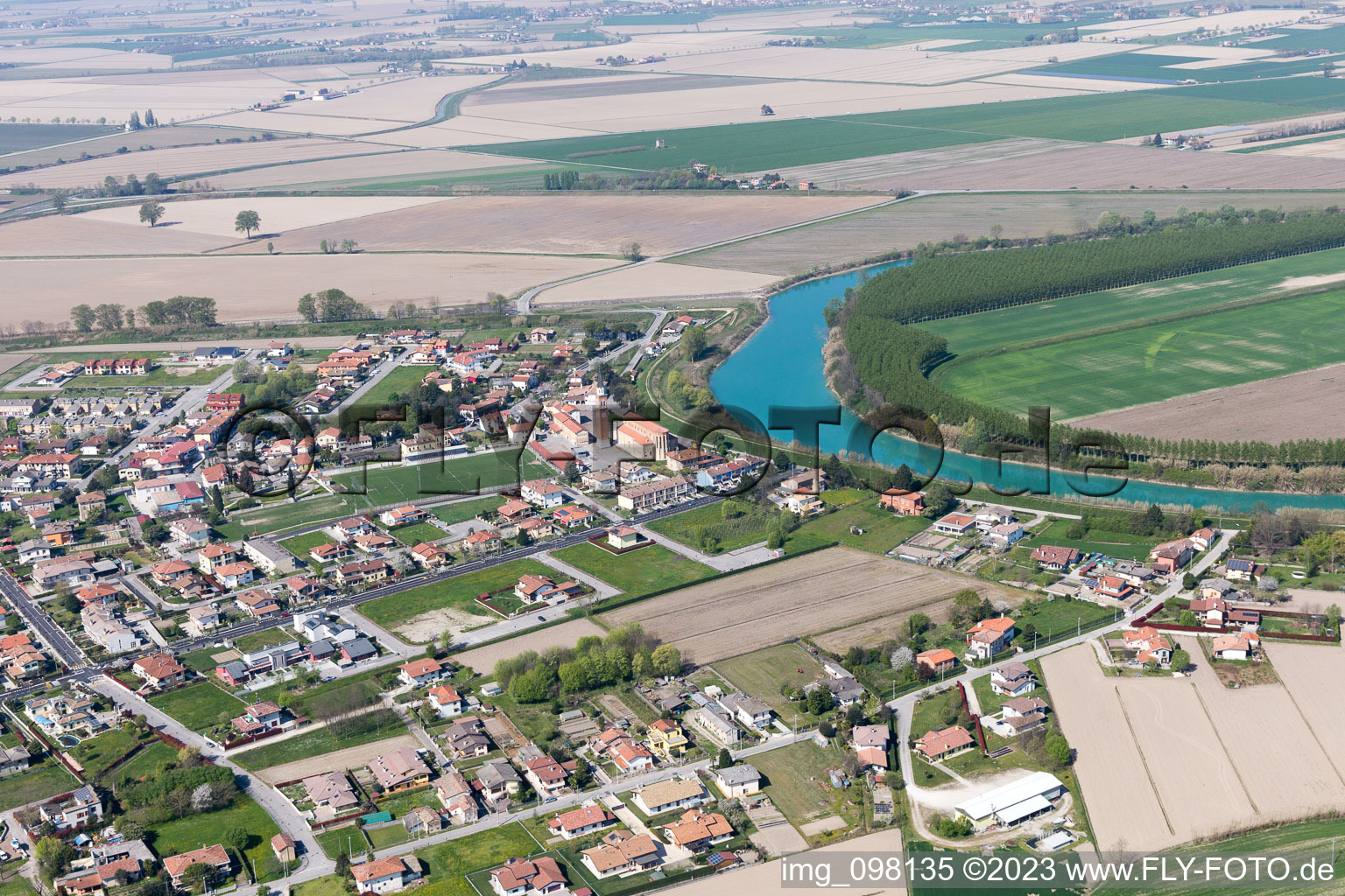 Aerial view of Cesarolo in the state Veneto, Italy
