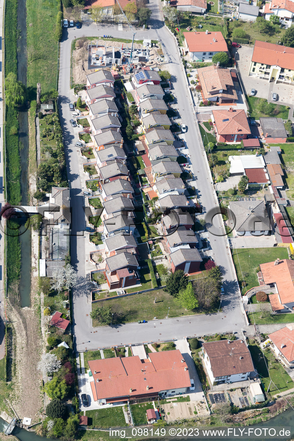 Aerial photograpy of Fossalta di Portogruaro in the state Veneto, Italy
