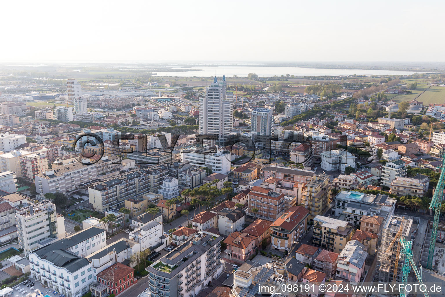 Aerial photograpy of Lido di Jesolo in the state Metropolitanstadt Venedig, Italy