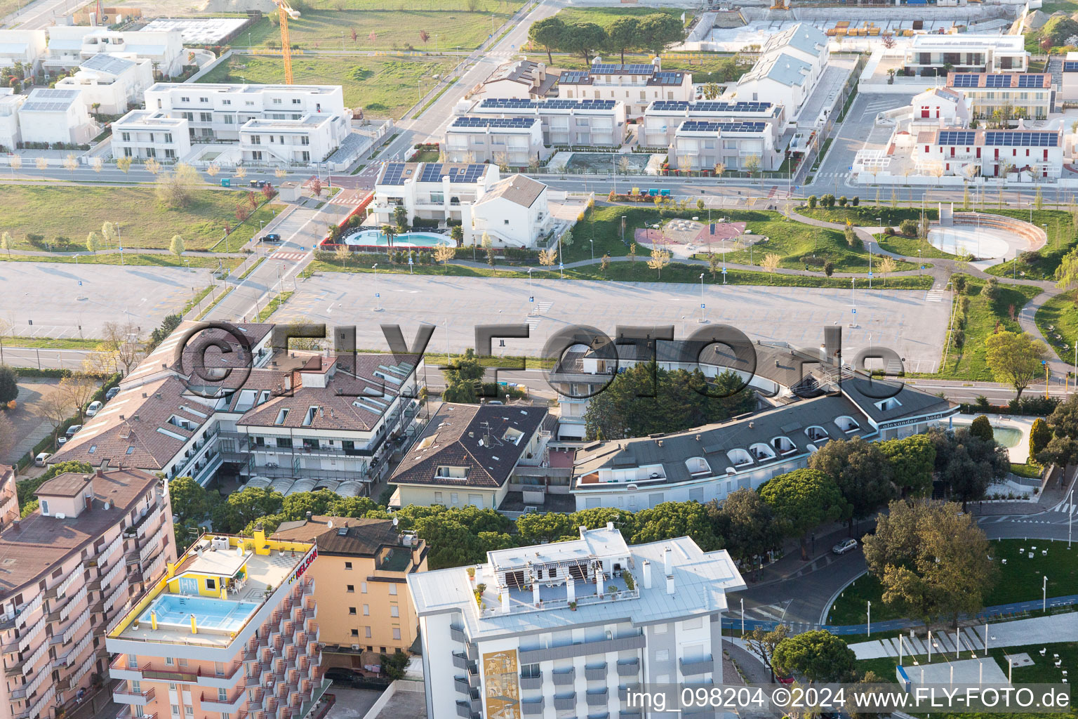 Aerial photograpy of Jesolo in the state Metropolitanstadt Venedig, Italy