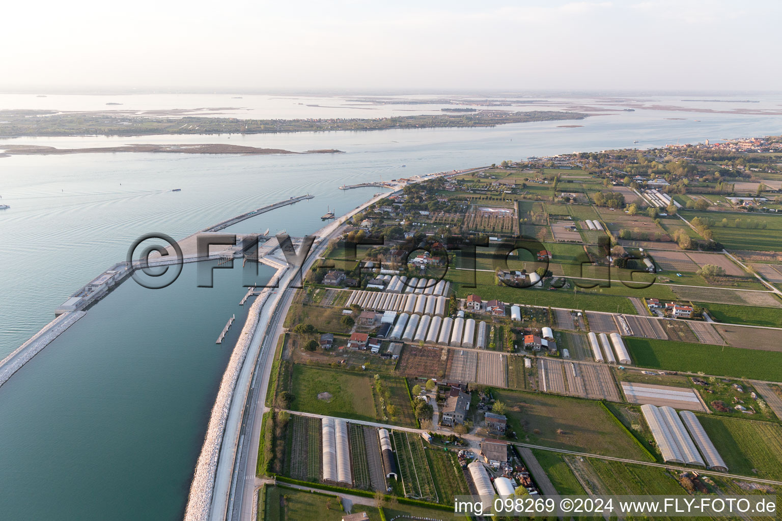 Oblique view of Punta Sabbioni in the state Veneto, Italy