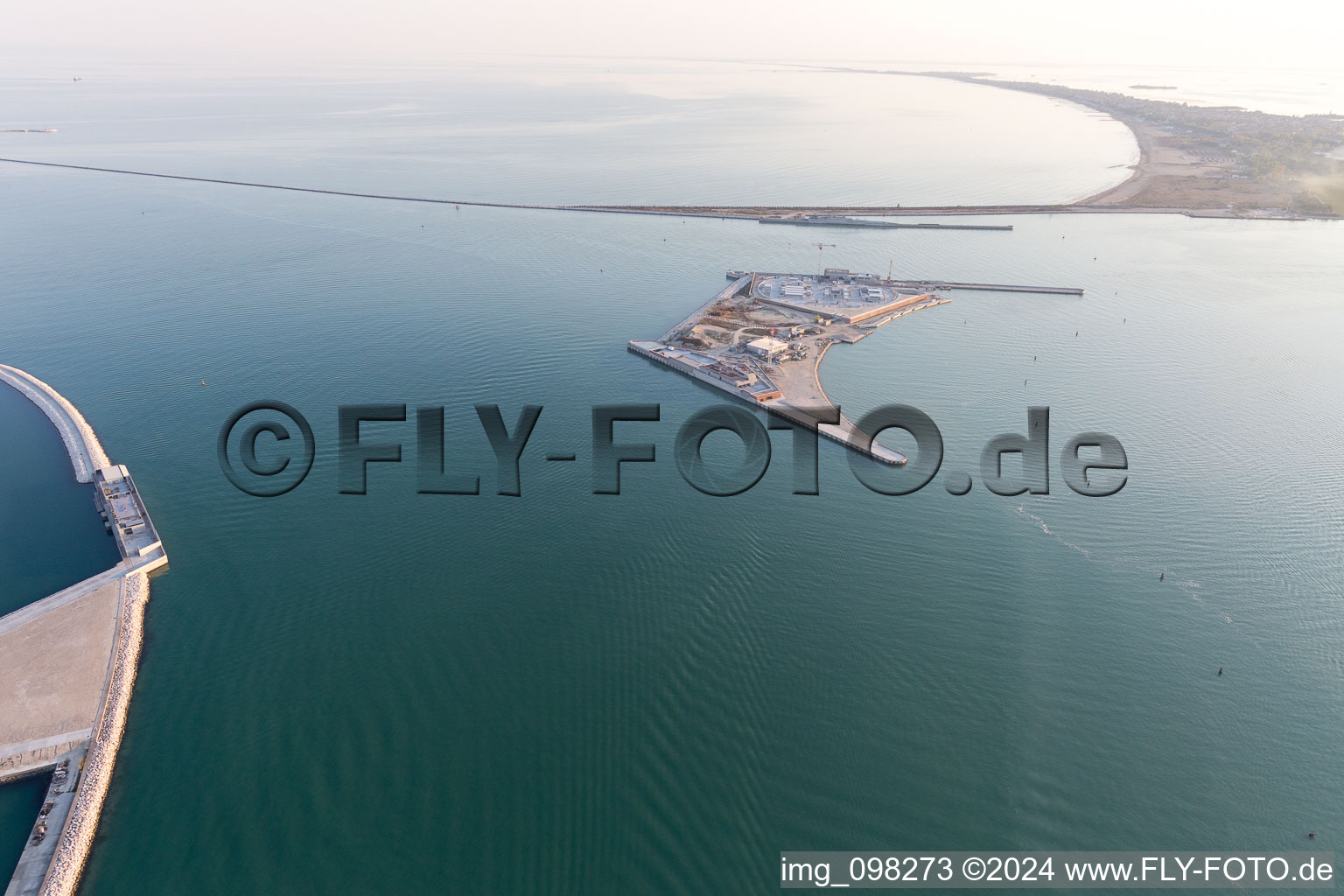 Artificial Island for high-water protection of the lido di Venezia "Isola Artificiale del Baccan di Sant'Erasmo" near Punta Sabbioni in Venetien, Italy