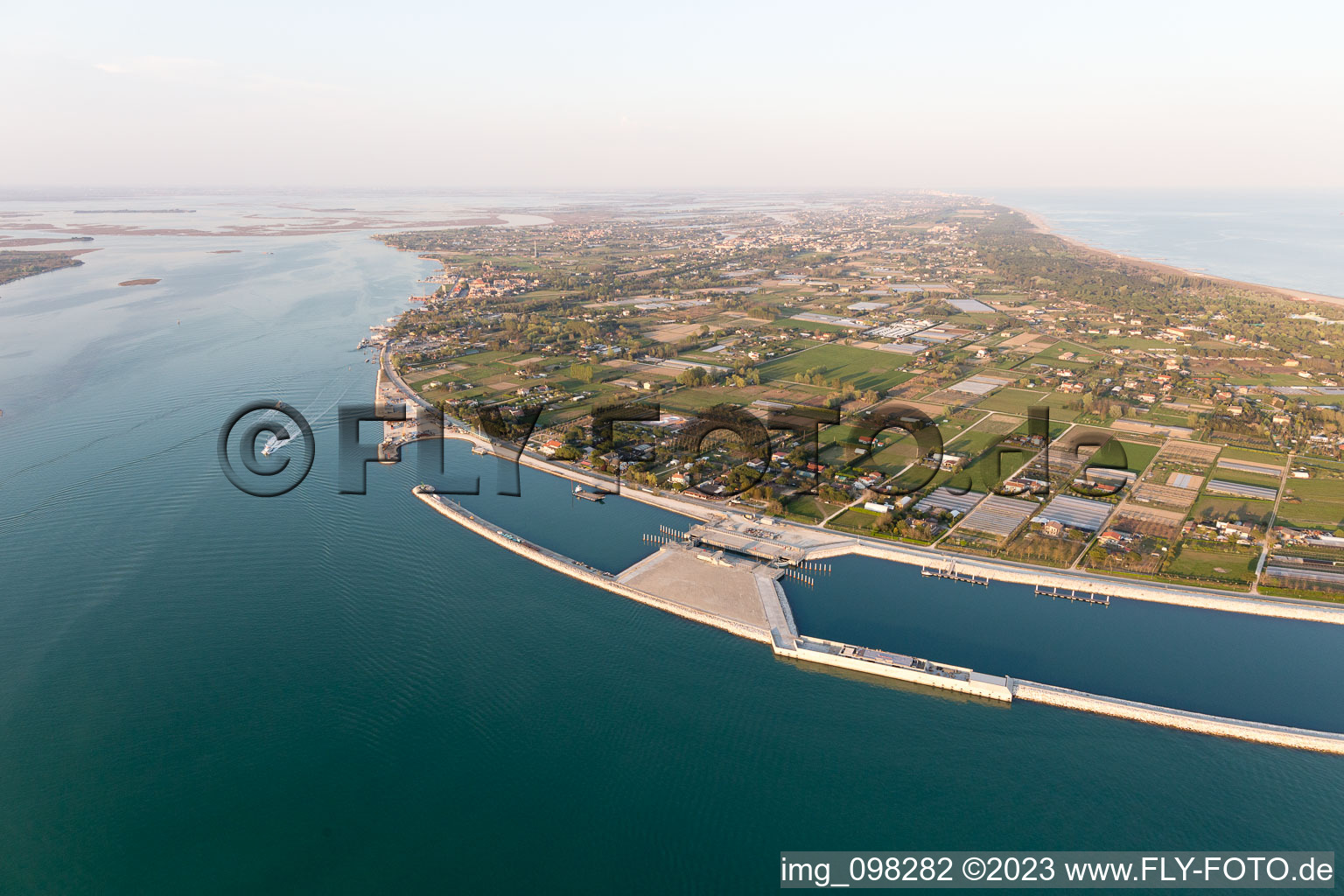 Drone image of Punta Sabbioni in the state Veneto, Italy