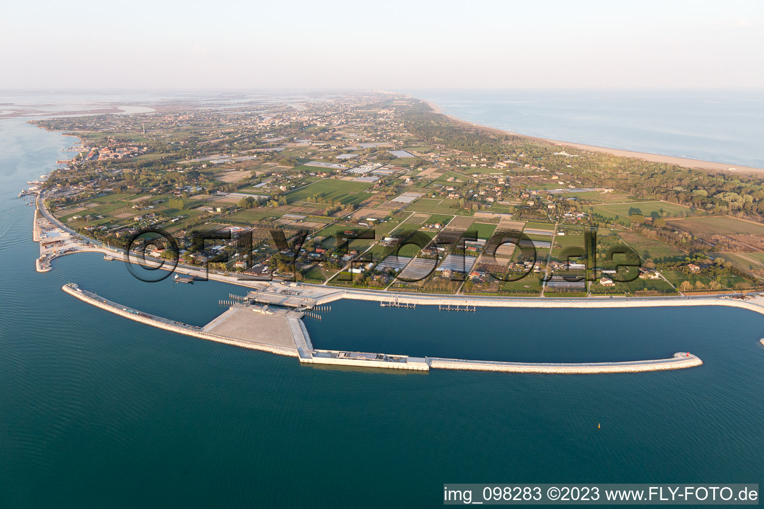 Punta Sabbioni in the state Veneto, Italy from the drone perspective