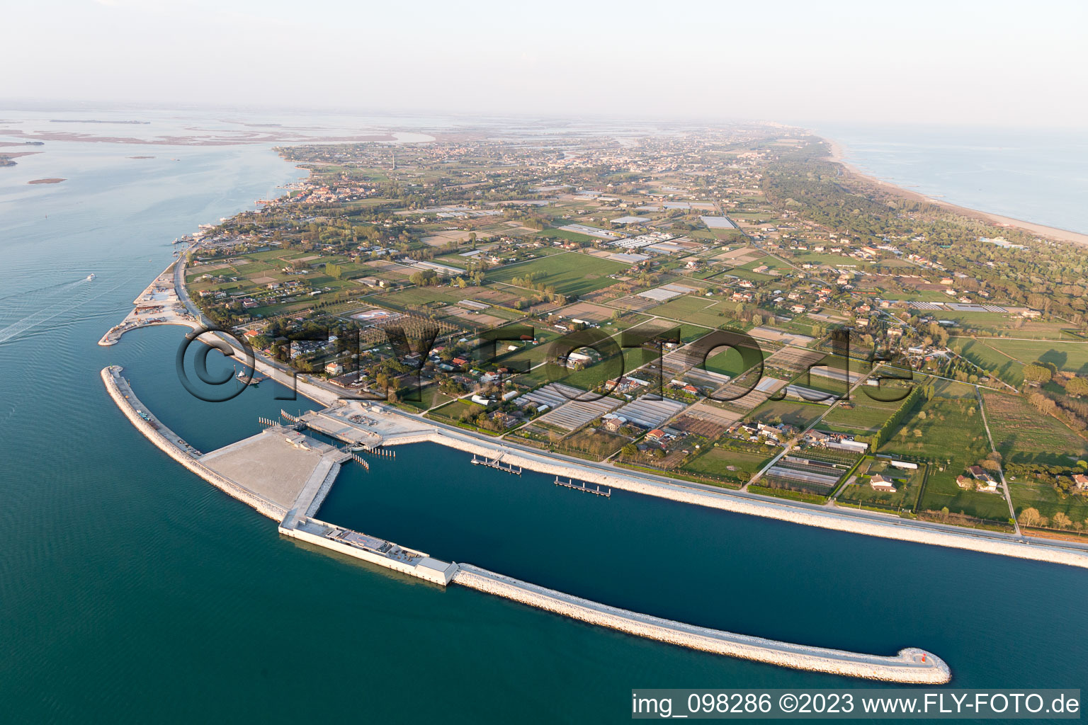 Aerial view of Punta Sabbioni in the state Veneto, Italy