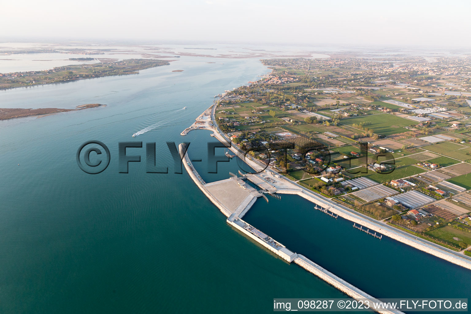 Aerial photograpy of Punta Sabbioni in the state Veneto, Italy