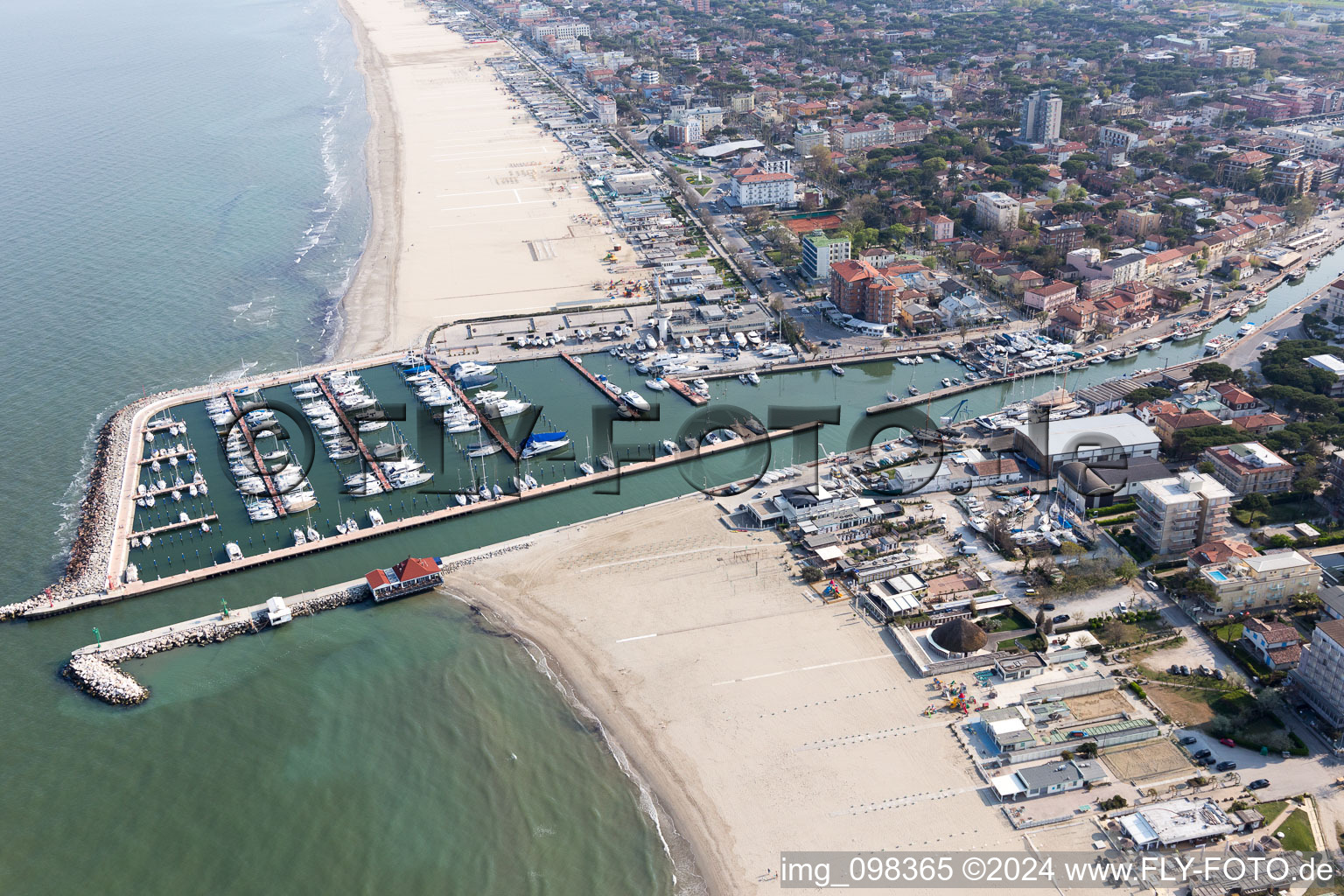 Oblique view of Milano Marittima in the state Emilia Romagna, Italy